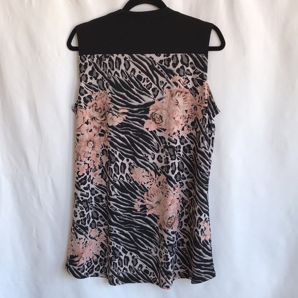 Susan Lawrence floral/animal print high-low top - Picture 6 of 8